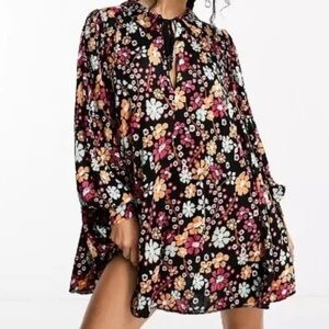 Free People Daisy Jane Floral Mini Shift Long Sleeve Dress